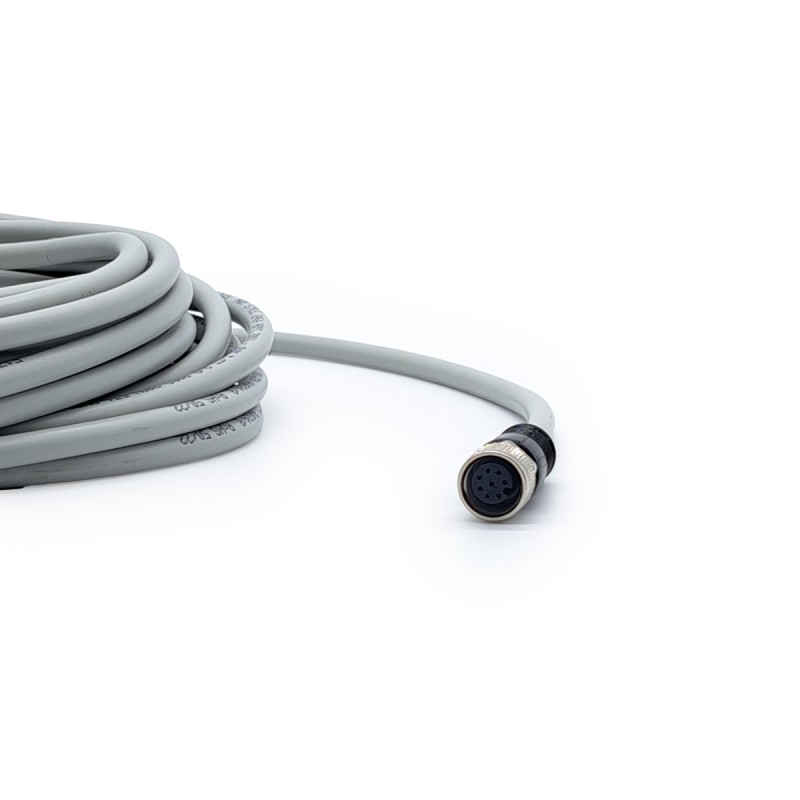CONNETTORE M12 FEM. DRITTO 8 PIN CAVO PVC GRIGIO 7 METRI