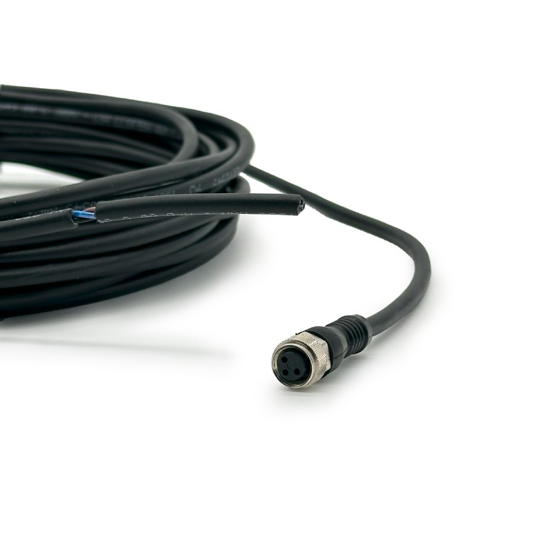 CONNETTORE M8, FEM 180° 3 PIN CON CAVO PUR NERO 7 METRI