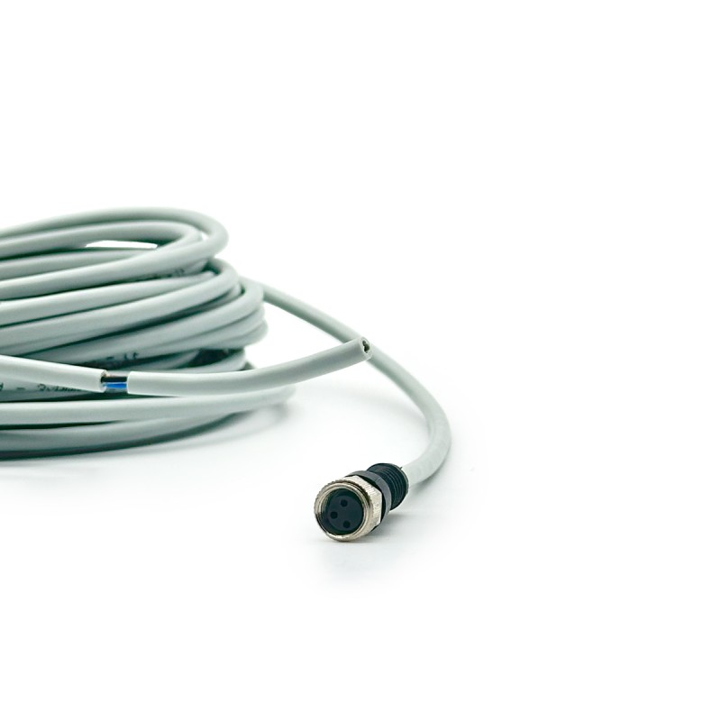 CONNETTORE M8, FEM 180° 3 PIN CON CAVO PVC GRIGIO 5 METRI