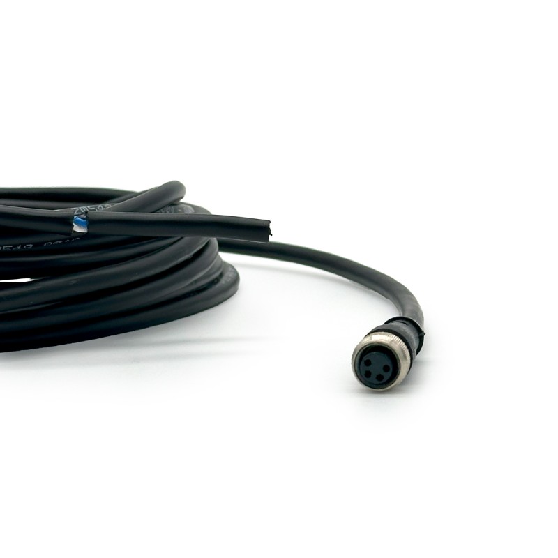 CONNETTORE M8, FEM 180° 4 PIN CON CAVO PUR NERO 10 METRI