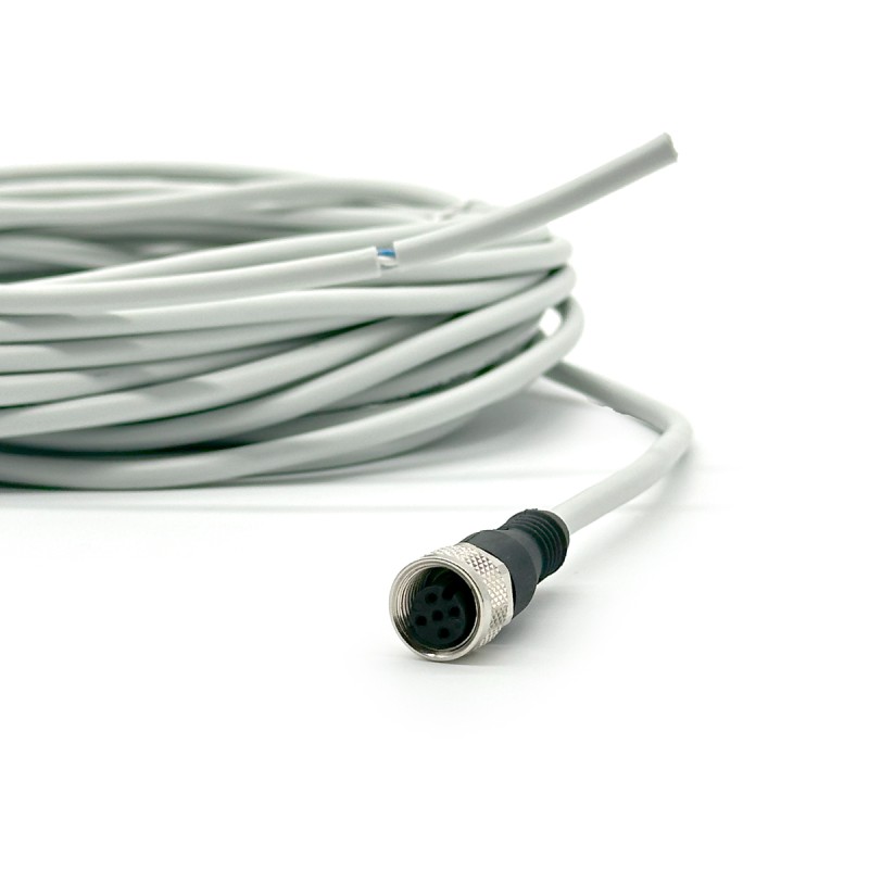 CONNETTORE M12 FEM. 180° 4 PIN CON CAVO PVC GRIGIO 10 METRI