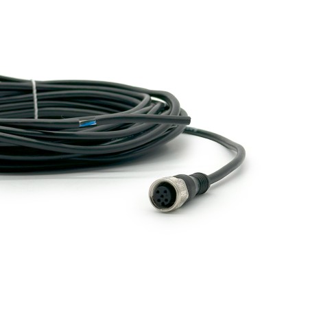 CONNETTORE M12 FEM. 180° 4 PIN CON CAVO PUR NERO 5 METRI