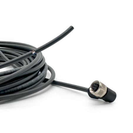 CONNETTORE M12 FEM. 90° 5 PIN CON CAVO PUR NERO 5 METRI