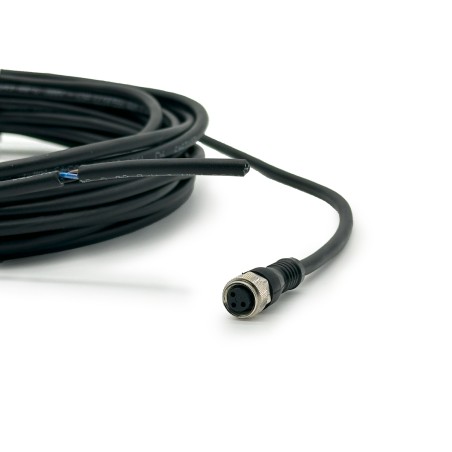 CONNETTORE M8, FEM 180° 3 PIN CON CAVO PUR NERO 15 METRI