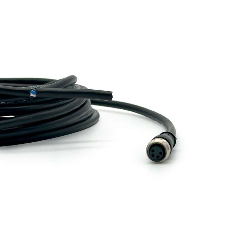 CONNETTORE M8, FEM 180° 4 PIN CON CAVO PUR NERO 010 MT